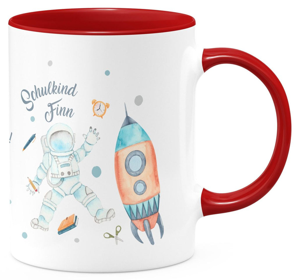 Keramik Tasse Astronaut Schulkind - ein Flug ins All personalisiert mit Wunschname - von Mikalino