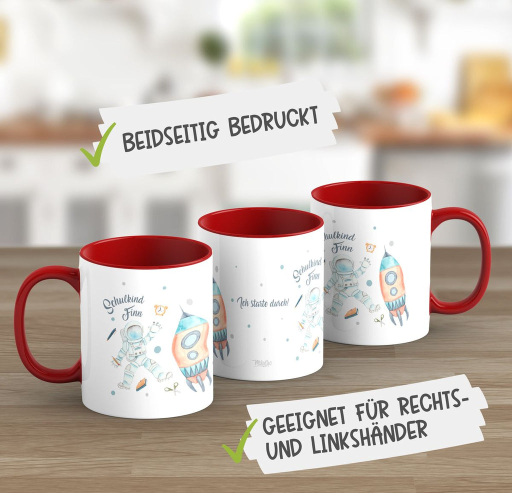 Keramik Tasse Astronaut Schulkind - ein Flug ins All personalisiert mit Wunschname - von Mikalino