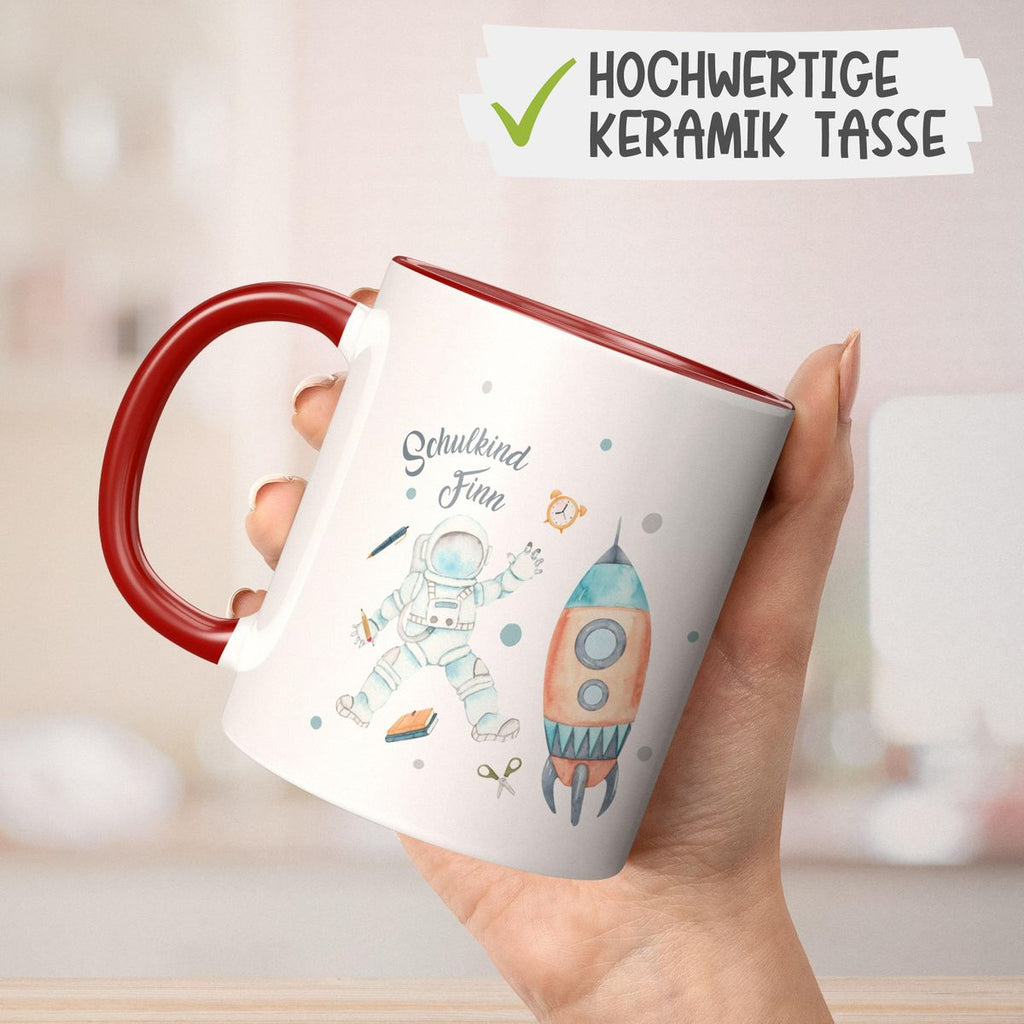 Keramik Tasse Astronaut Schulkind - ein Flug ins All personalisiert mit Wunschname - von Mikalino