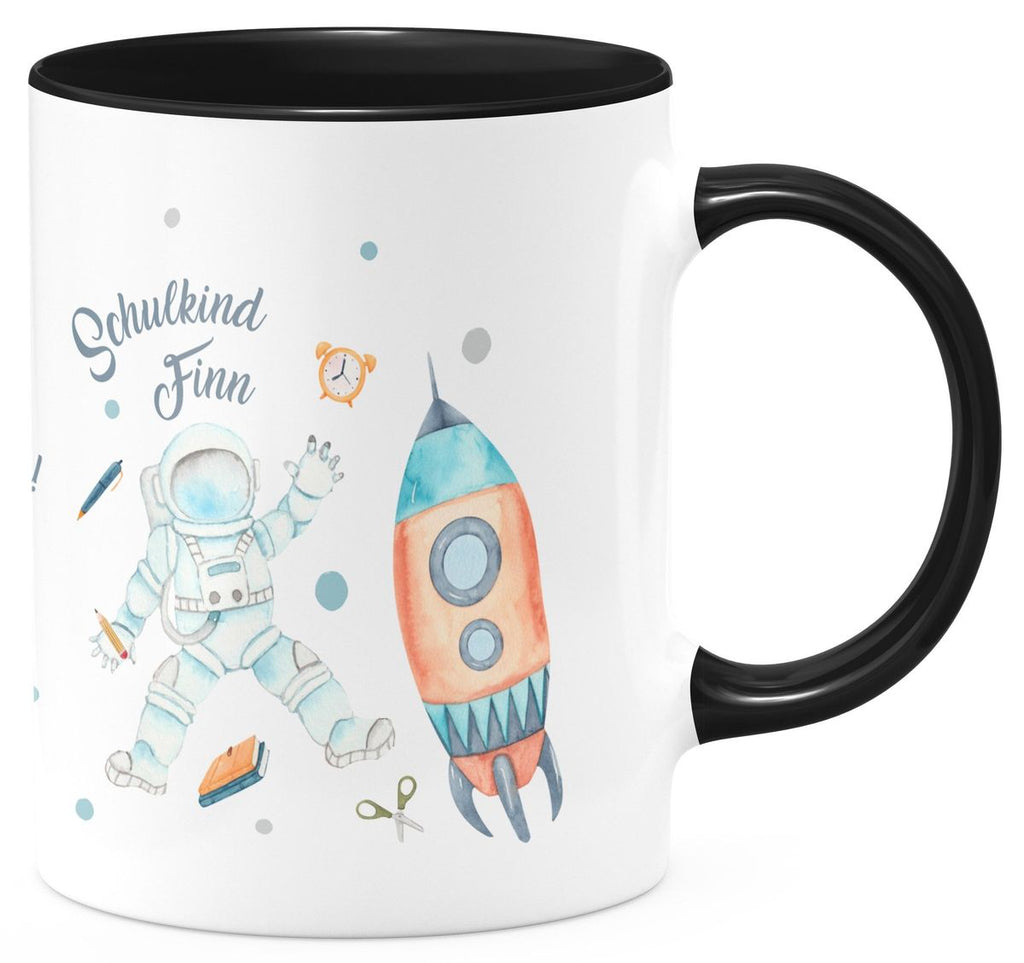 Keramik Tasse Astronaut Schulkind - ein Flug ins All personalisiert mit Wunschname - von Mikalino