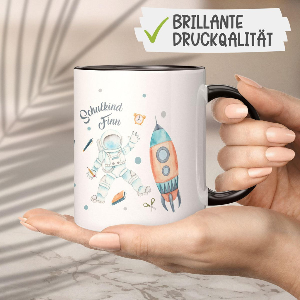 Keramik Tasse Astronaut Schulkind - ein Flug ins All personalisiert mit Wunschname - von Mikalino