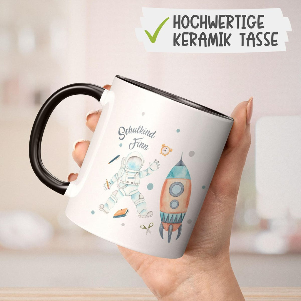 Keramik Tasse Astronaut Schulkind - ein Flug ins All personalisiert mit Wunschname - von Mikalino