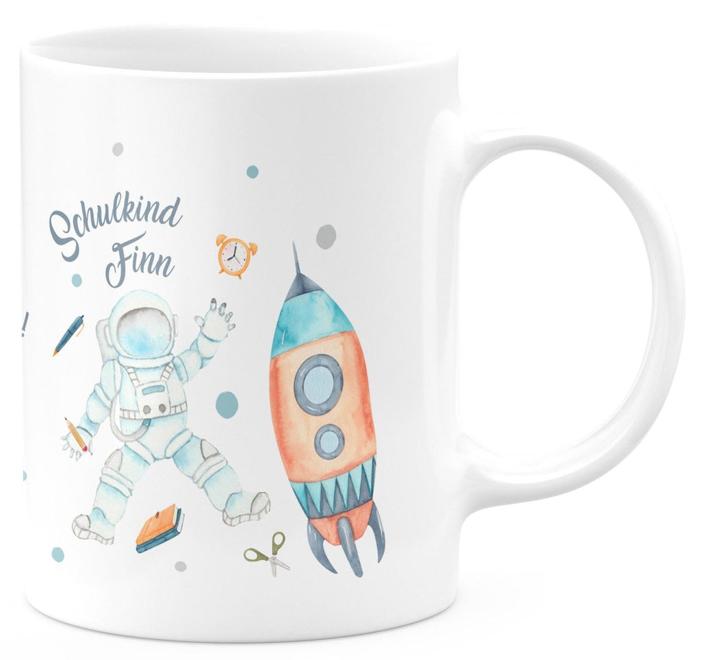 Keramik Tasse Astronaut Schulkind - ein Flug ins All personalisiert mit Wunschname - von Mikalino