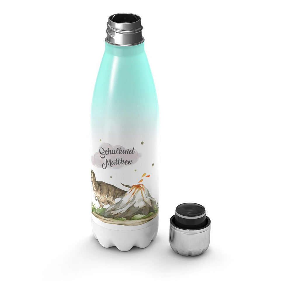 Thermo Trinkflasche Tyrannosaurus Rex Schulkind personalisiert mit Wunschname - von Mikalino