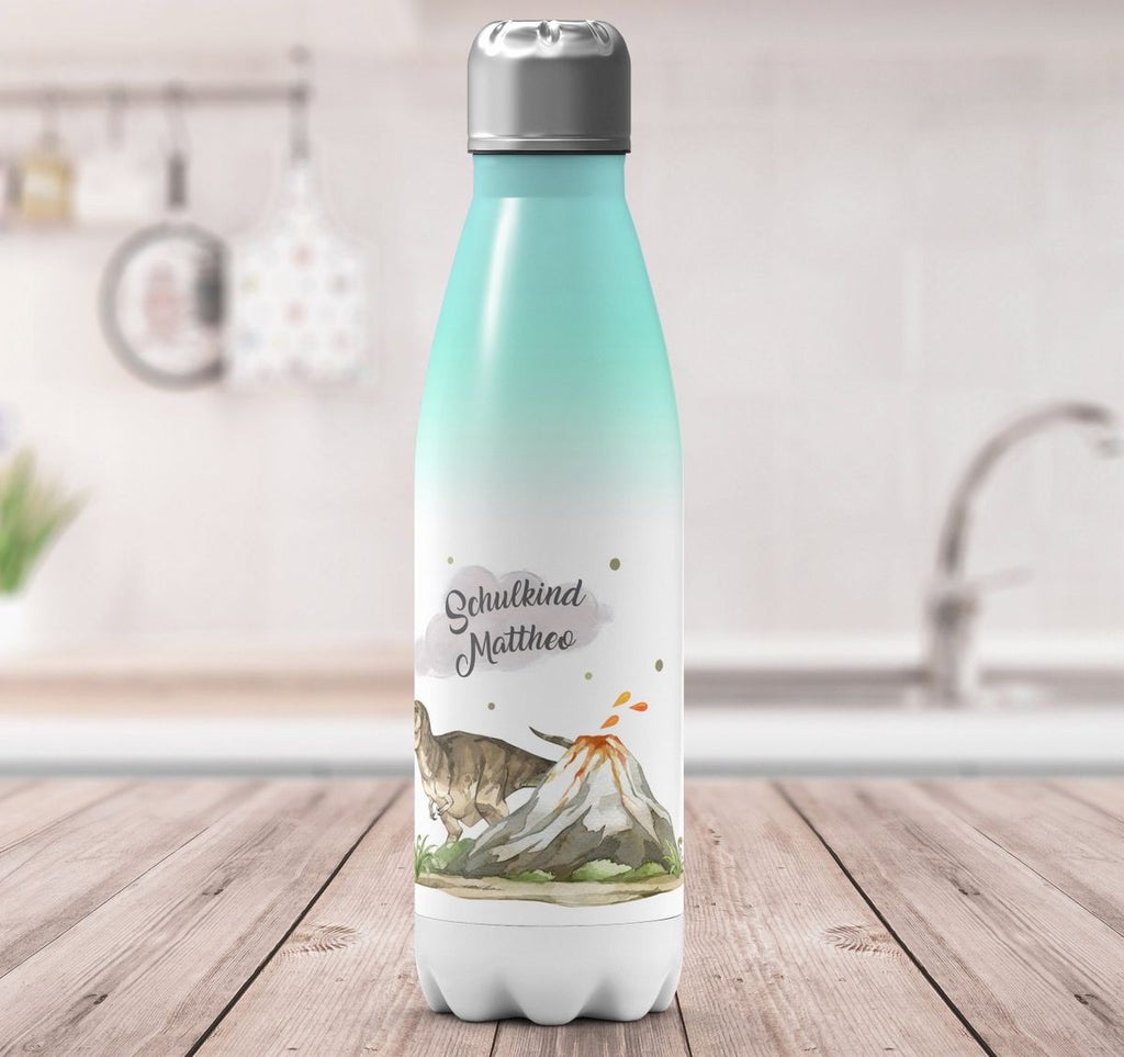 Thermo Trinkflasche Tyrannosaurus Rex Schulkind personalisiert mit Wunschname - von Mikalino