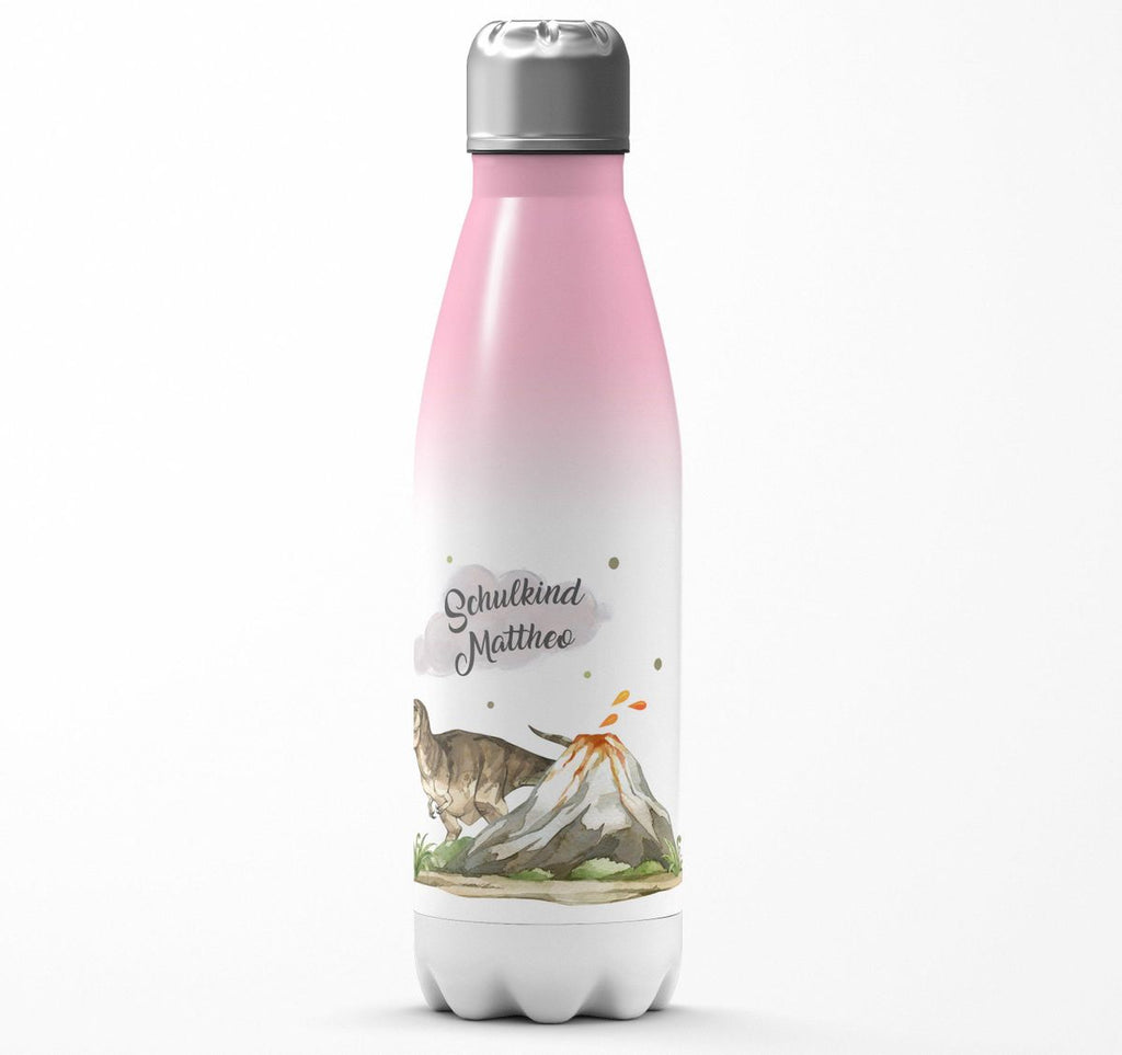 Thermo Trinkflasche Tyrannosaurus Rex Schulkind personalisiert mit Wunschname - von Mikalino