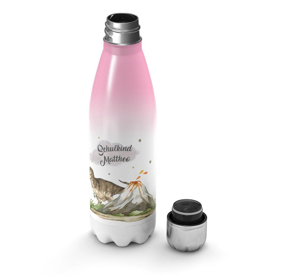 Thermo Trinkflasche Tyrannosaurus Rex Schulkind personalisiert mit Wunschname - von Mikalino