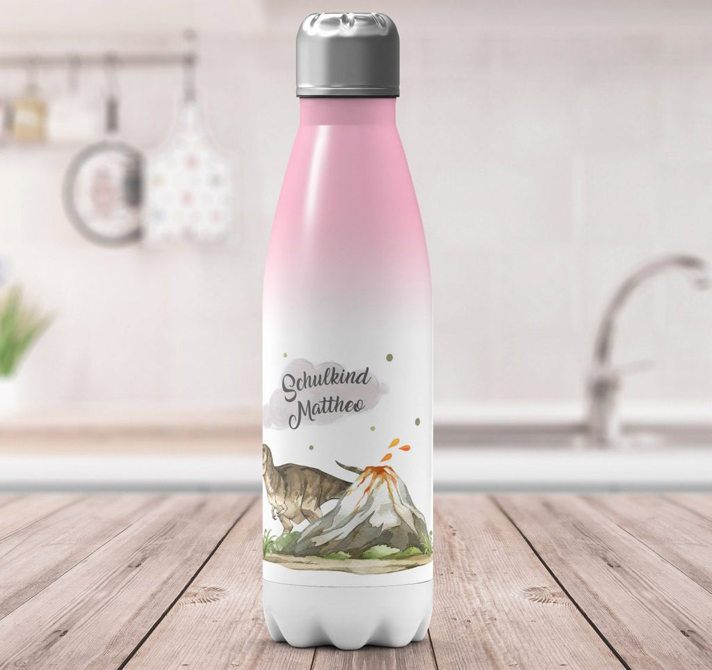 Thermo Trinkflasche Tyrannosaurus Rex Schulkind personalisiert mit Wunschname - von Mikalino