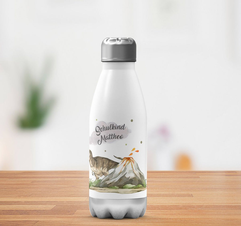 Thermo Trinkflasche Tyrannosaurus Rex Schulkind personalisiert mit Wunschname - von Mikalino