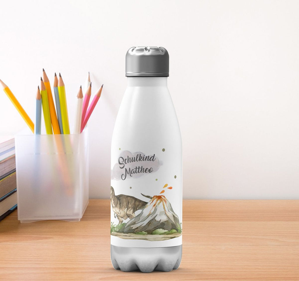 Thermo Trinkflasche Tyrannosaurus Rex Schulkind personalisiert mit Wunschname - von Mikalino