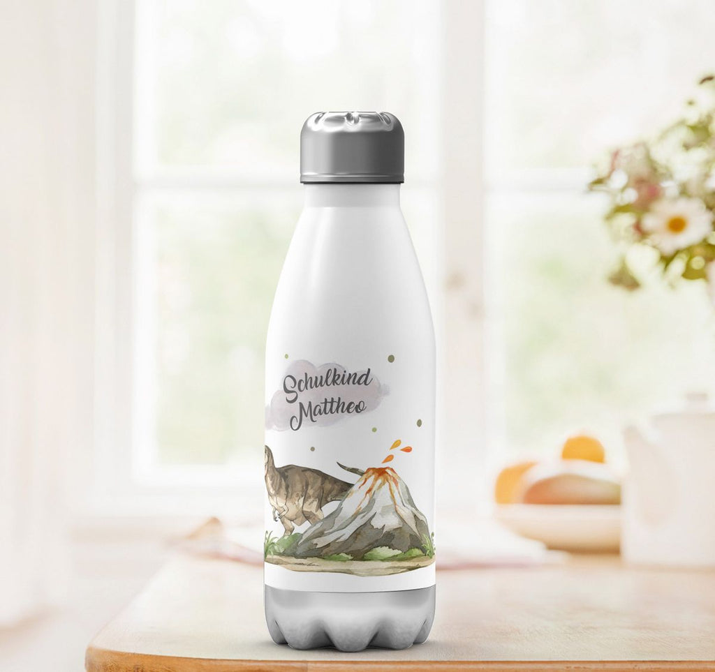 Thermo Trinkflasche Tyrannosaurus Rex Schulkind personalisiert mit Wunschname - von Mikalino