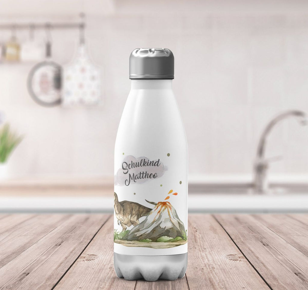 Thermo Trinkflasche Tyrannosaurus Rex Schulkind personalisiert mit Wunschname - von Mikalino