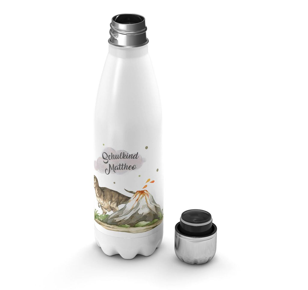 Thermo Trinkflasche Tyrannosaurus Rex Schulkind personalisiert mit Wunschname - von Mikalino