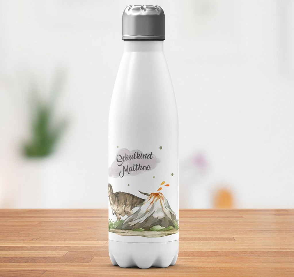 Thermo Trinkflasche Tyrannosaurus Rex Schulkind personalisiert mit Wunschname - von Mikalino