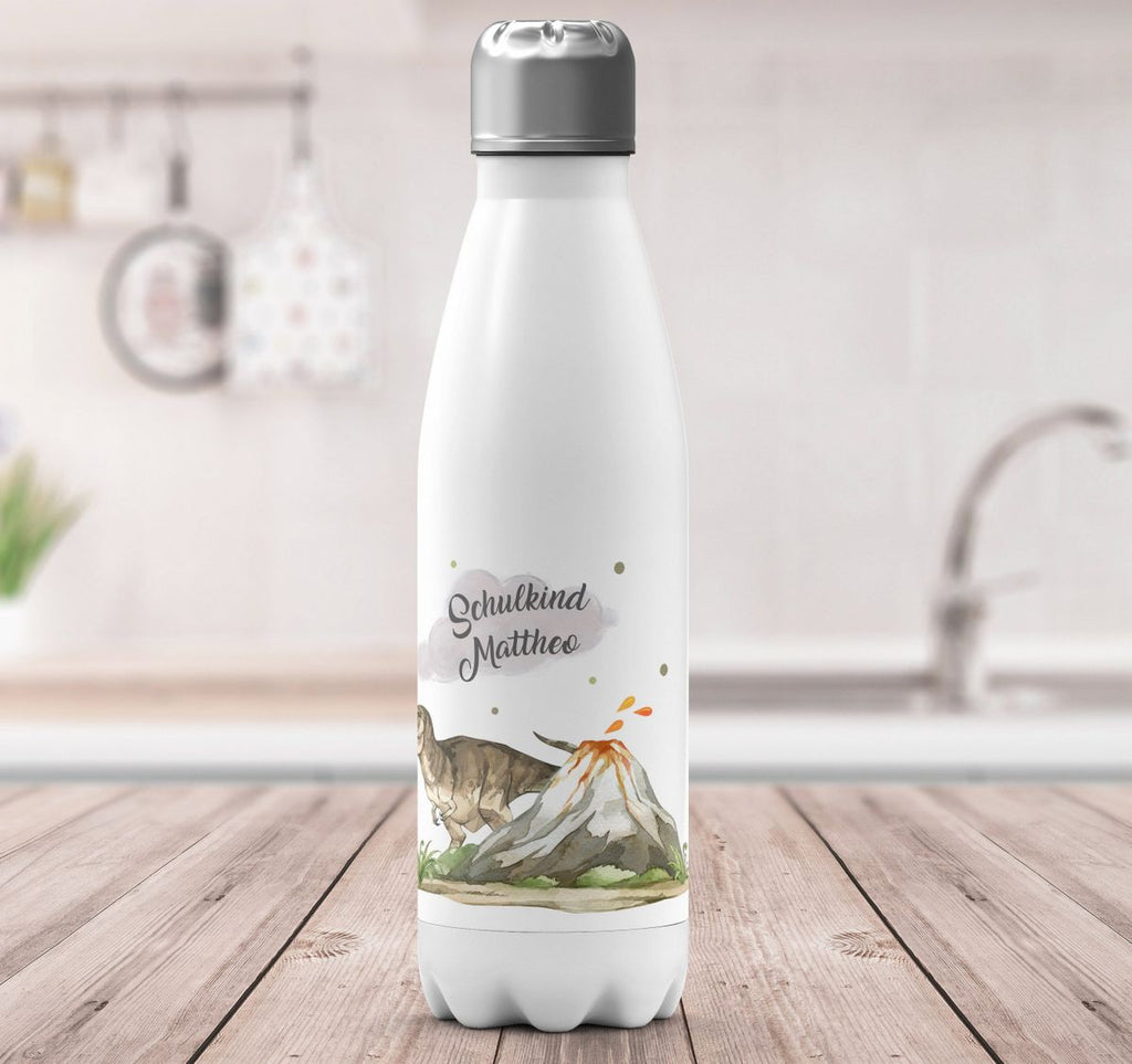 Thermo Trinkflasche Tyrannosaurus Rex Schulkind personalisiert mit Wunschname - von Mikalino