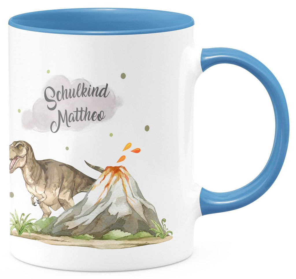 Keramik Tasse Tyrannosaurus Rex Schulkind personalisiert mit Wunschname - von Mikalino