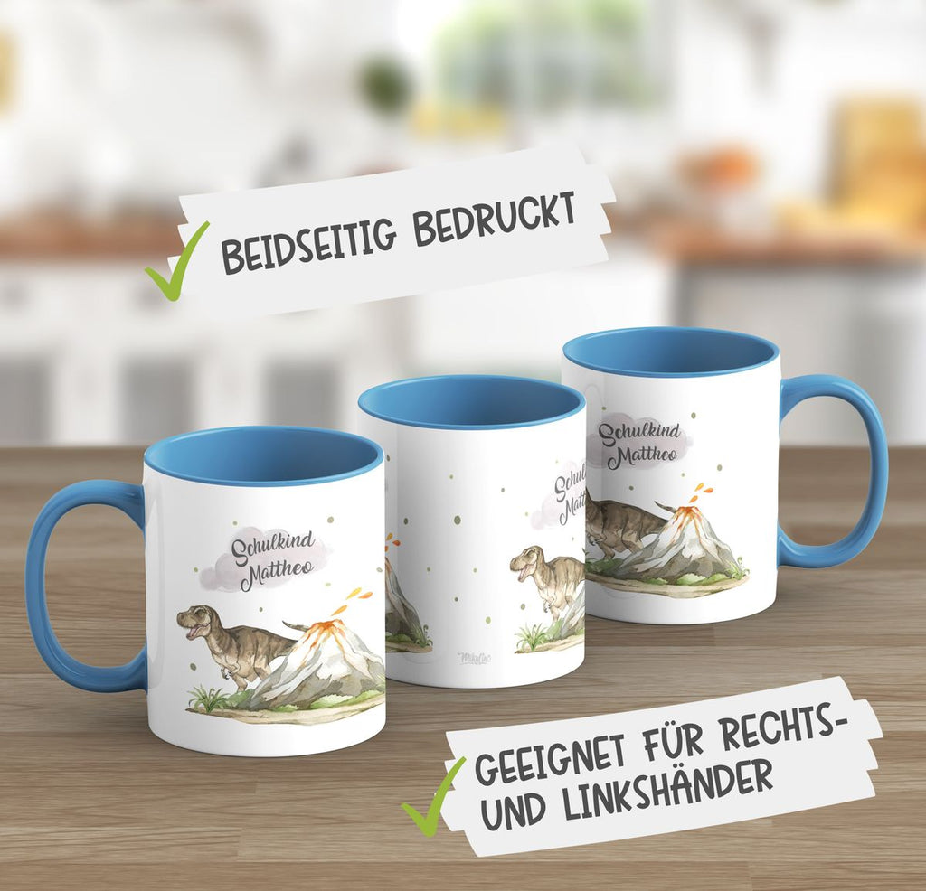 Keramik Tasse Tyrannosaurus Rex Schulkind personalisiert mit Wunschname - von Mikalino