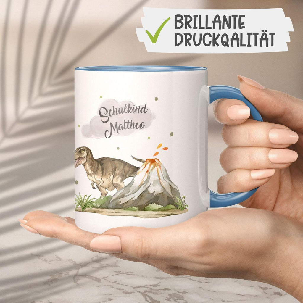 Keramik Tasse Tyrannosaurus Rex Schulkind personalisiert mit Wunschname - von Mikalino