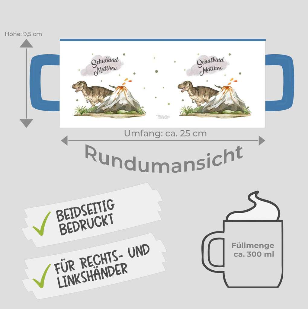 Keramik Tasse Tyrannosaurus Rex Schulkind personalisiert mit Wunschname - von Mikalino