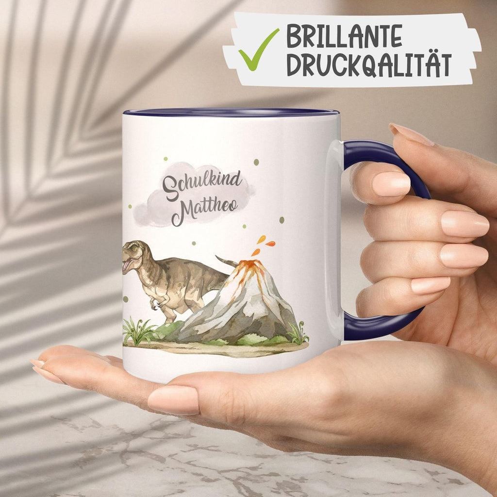 Keramik Tasse Tyrannosaurus Rex Schulkind personalisiert mit Wunschname - von Mikalino