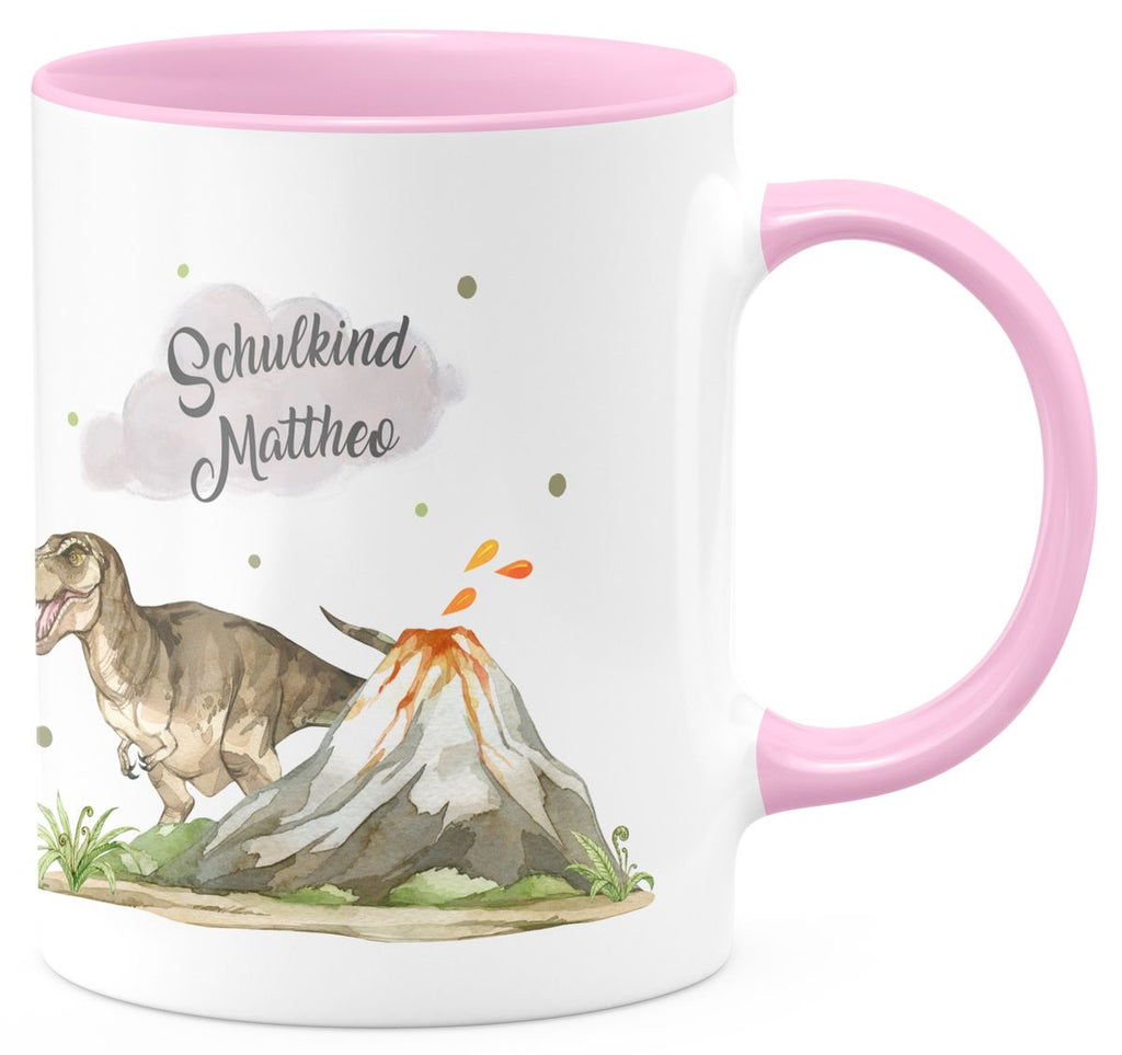 Keramik Tasse Tyrannosaurus Rex Schulkind personalisiert mit Wunschname - von Mikalino