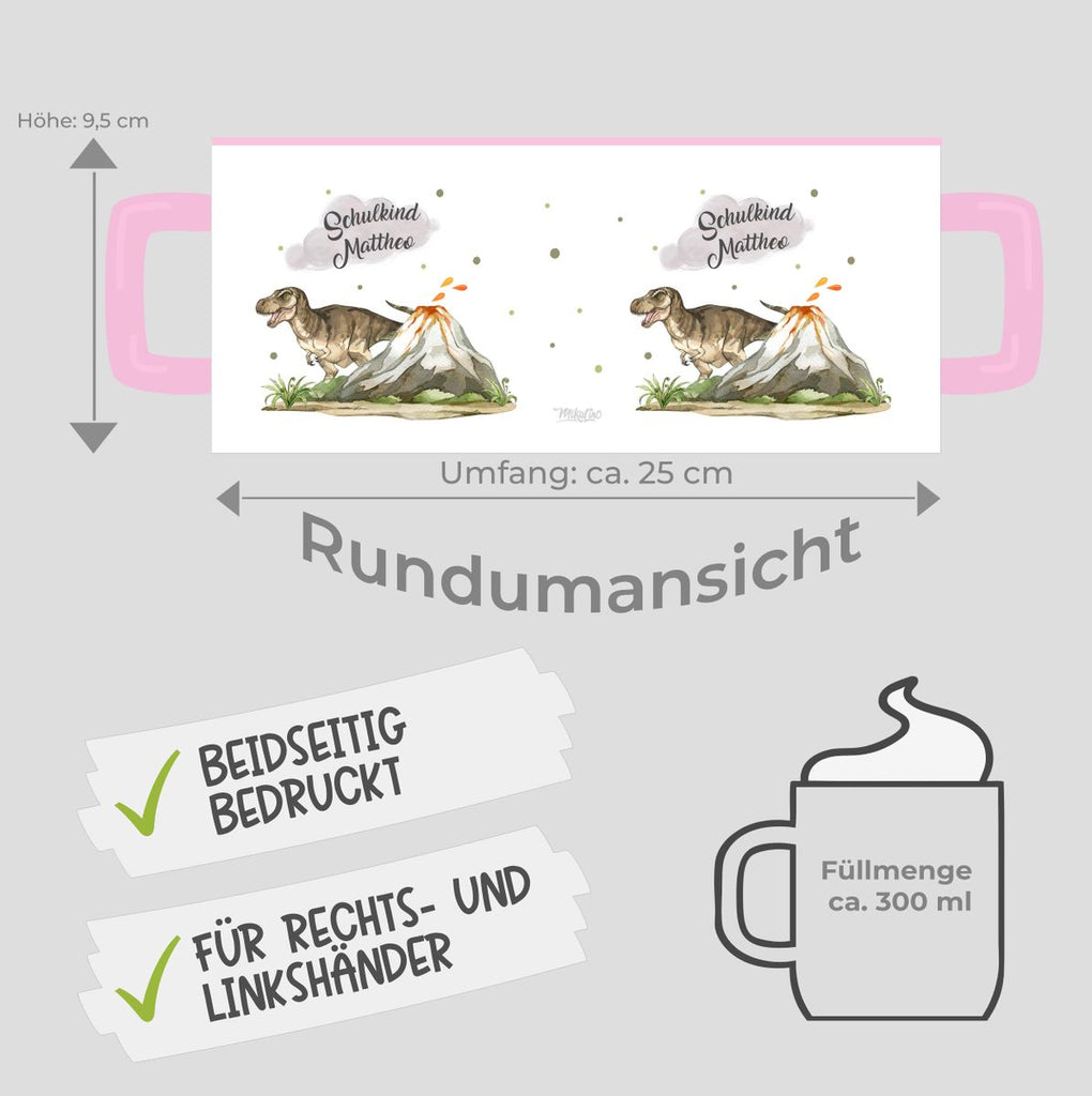 Keramik Tasse Tyrannosaurus Rex Schulkind personalisiert mit Wunschname - von Mikalino