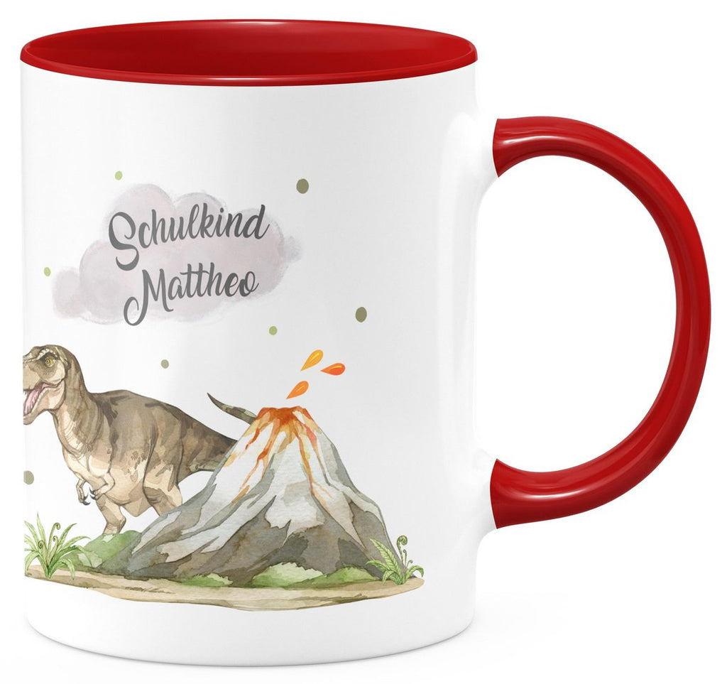 Keramik Tasse Tyrannosaurus Rex Schulkind personalisiert mit Wunschname - von Mikalino