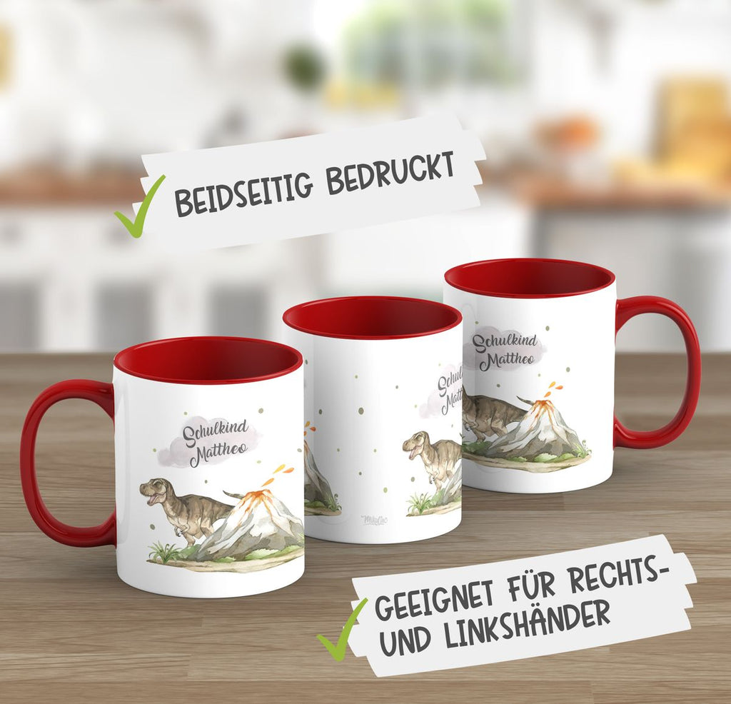 Keramik Tasse Tyrannosaurus Rex Schulkind personalisiert mit Wunschname - von Mikalino