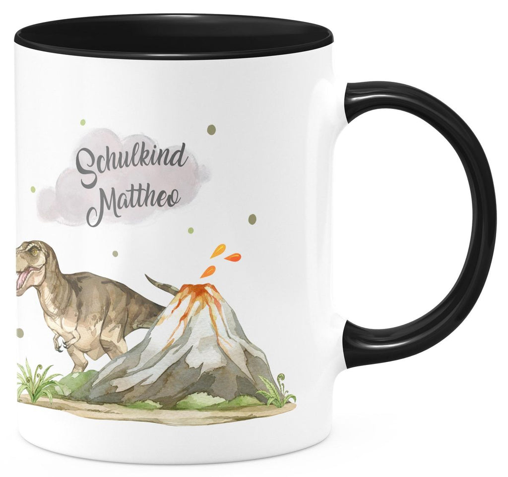 Keramik Tasse Tyrannosaurus Rex Schulkind personalisiert mit Wunschname - von Mikalino