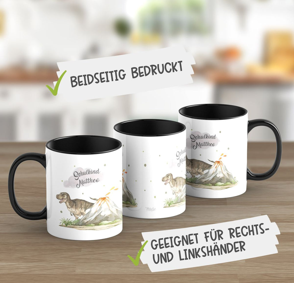 Keramik Tasse Tyrannosaurus Rex Schulkind personalisiert mit Wunschname - von Mikalino