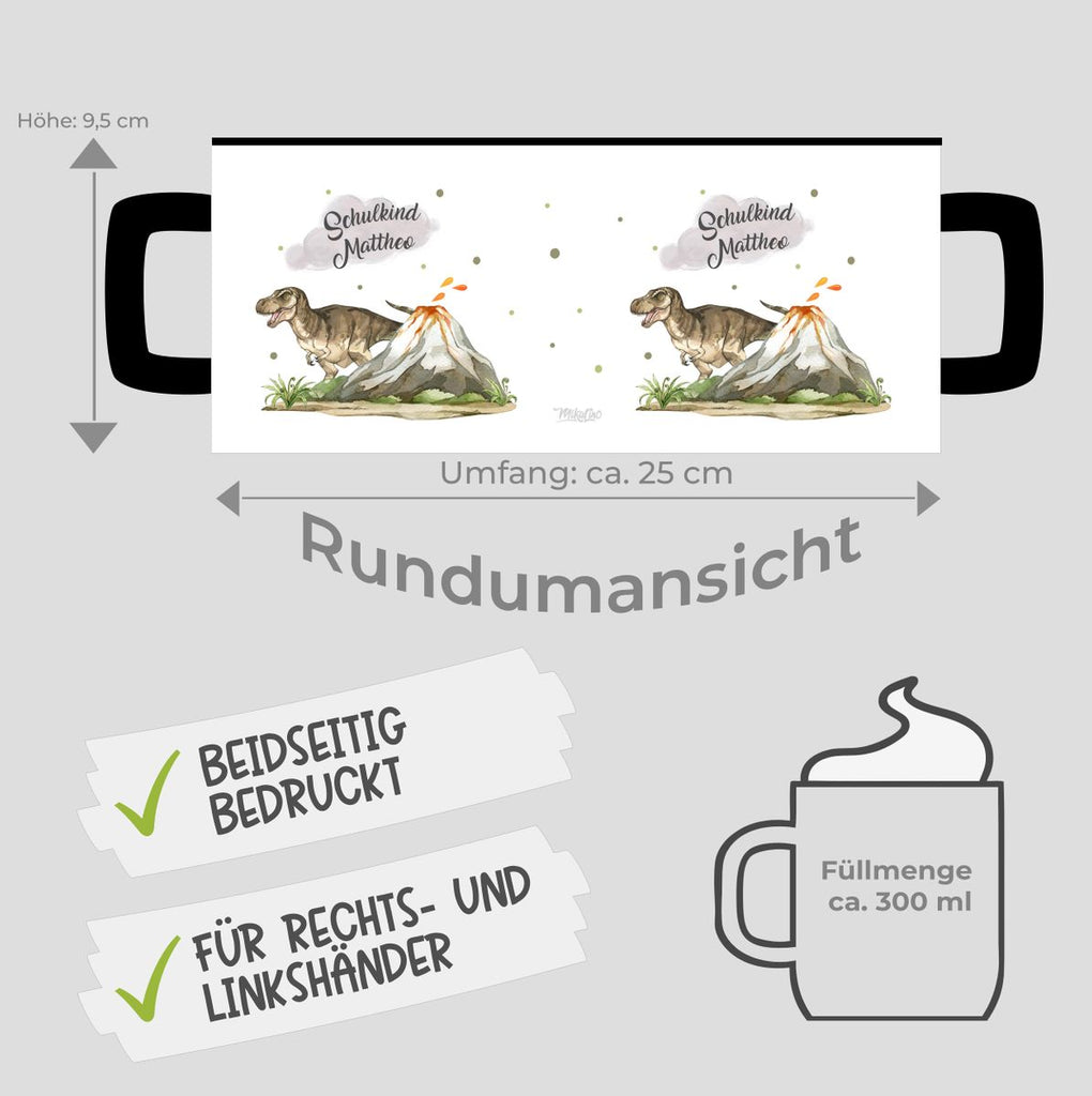 Keramik Tasse Tyrannosaurus Rex Schulkind personalisiert mit Wunschname - von Mikalino