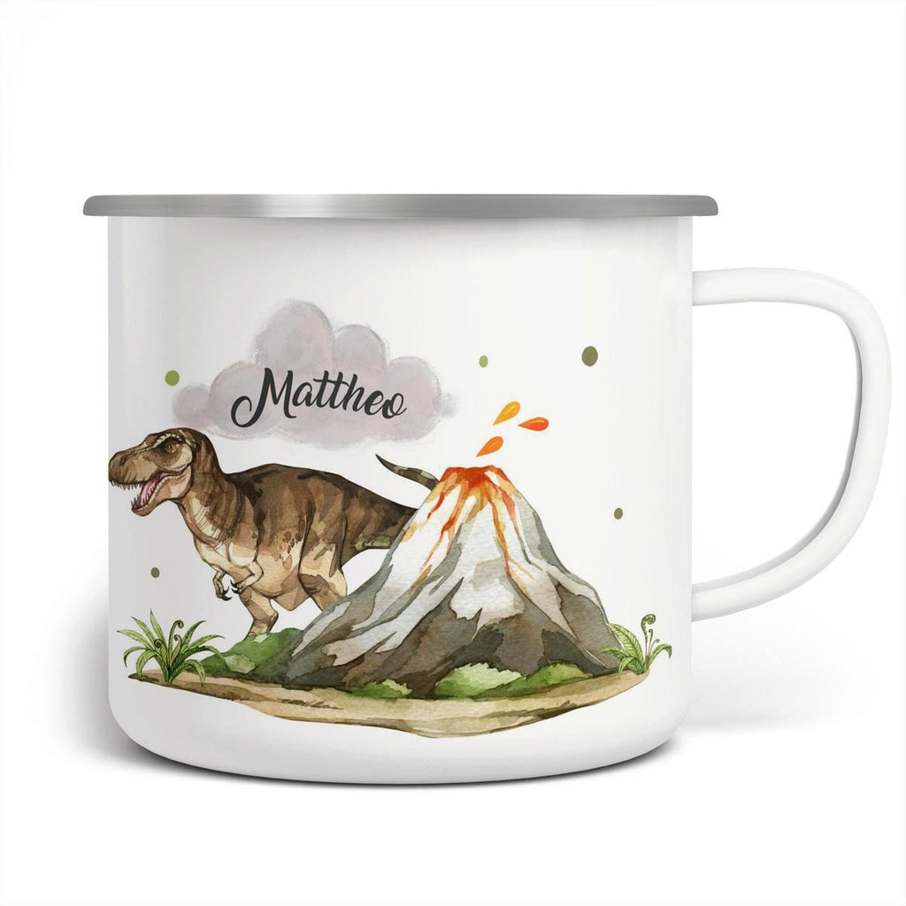 Emaille Tasse Tyrannosaurus Rex personalisiert mit Wunschname - von Mikalino