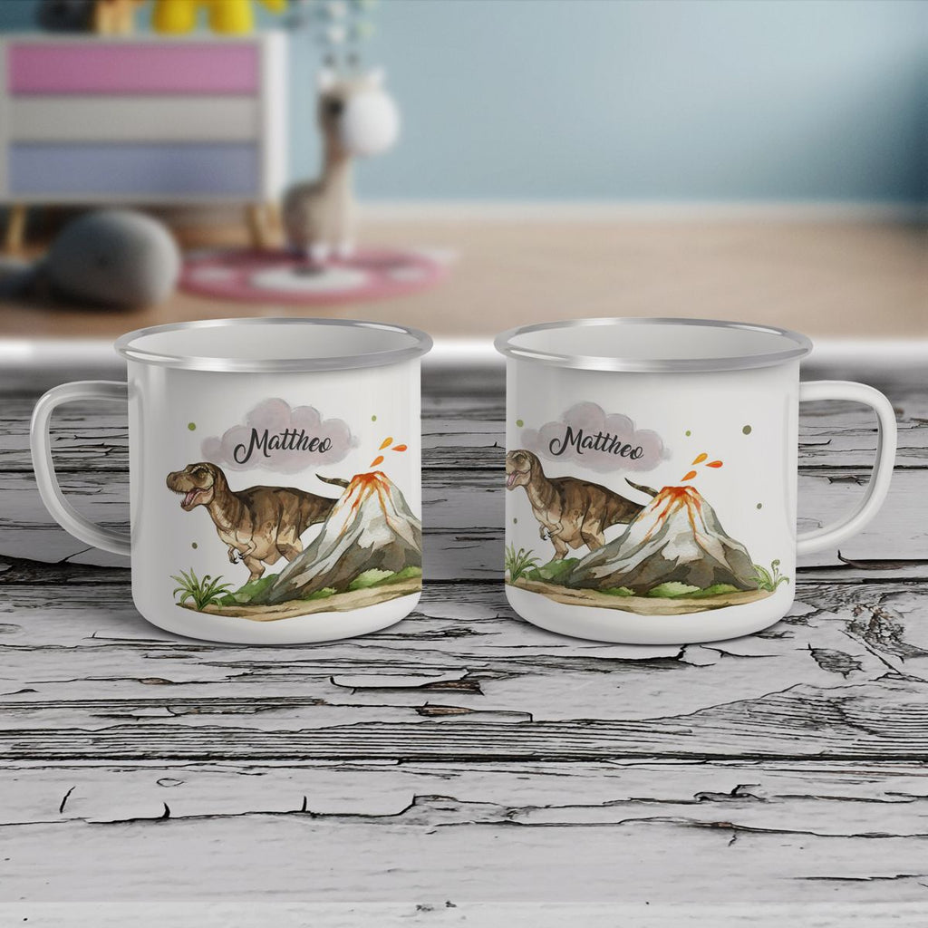 Emaille Tasse Tyrannosaurus Rex personalisiert mit Wunschname - von Mikalino