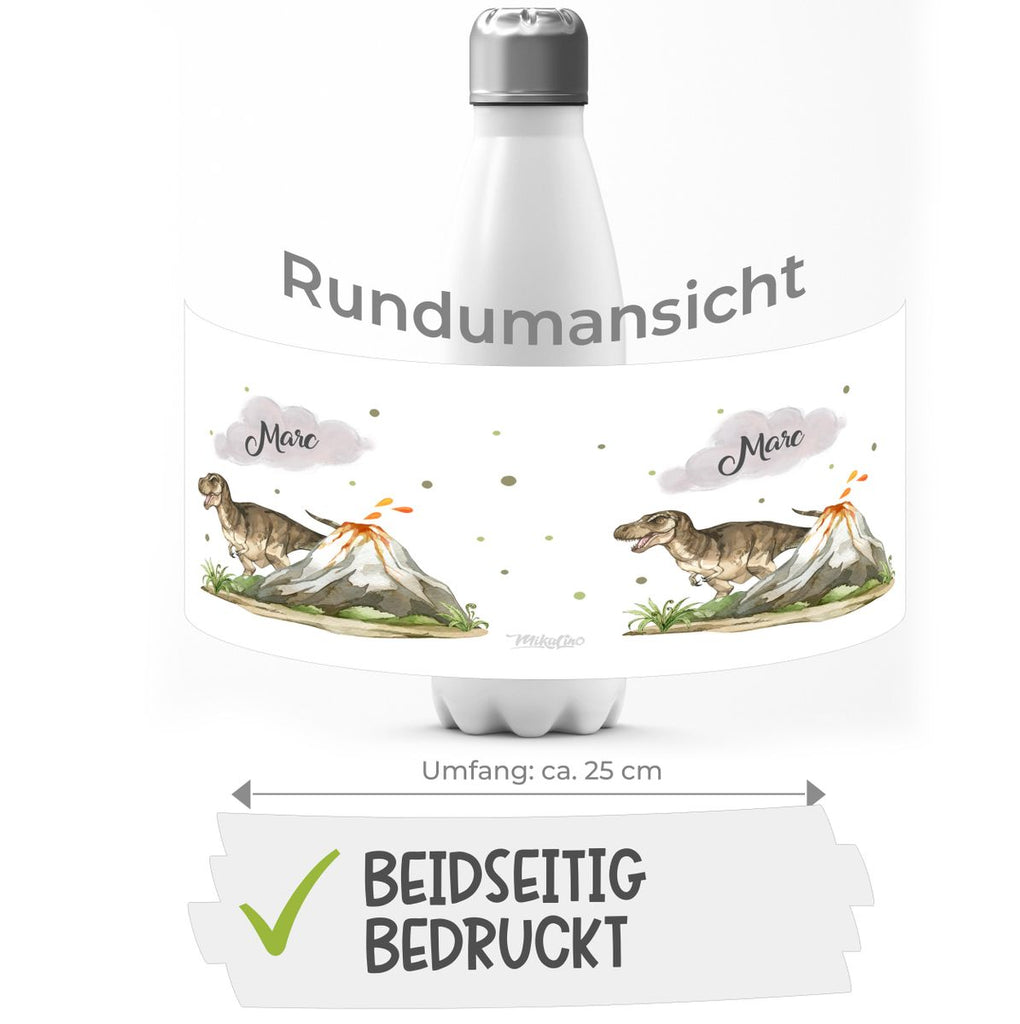 Thermo Trinkflasche Tyrannosaurus Rex personalisiert mit Wunschname - von Mikalino