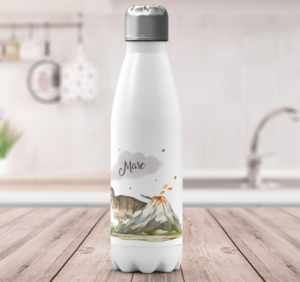 Thermo Trinkflasche Tyrannosaurus Rex personalisiert mit Wunschname - von Mikalino