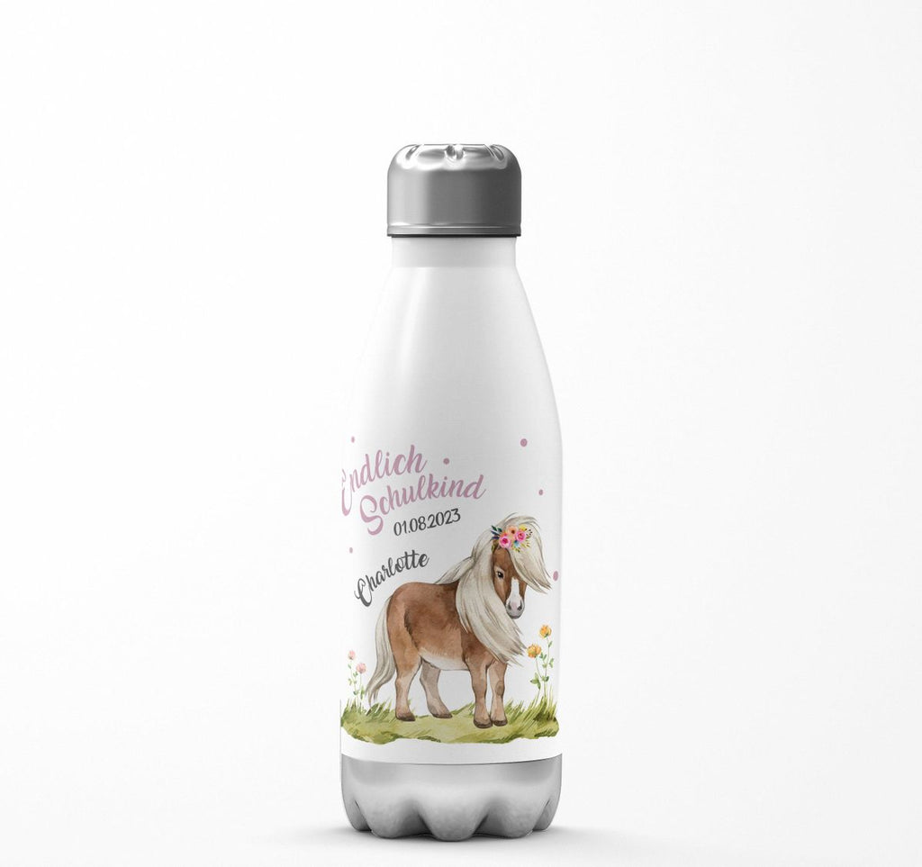 Thermo Trinkflasche Pferd / Pony Schulkind personalisiert mit Wunschname - von Mikalino