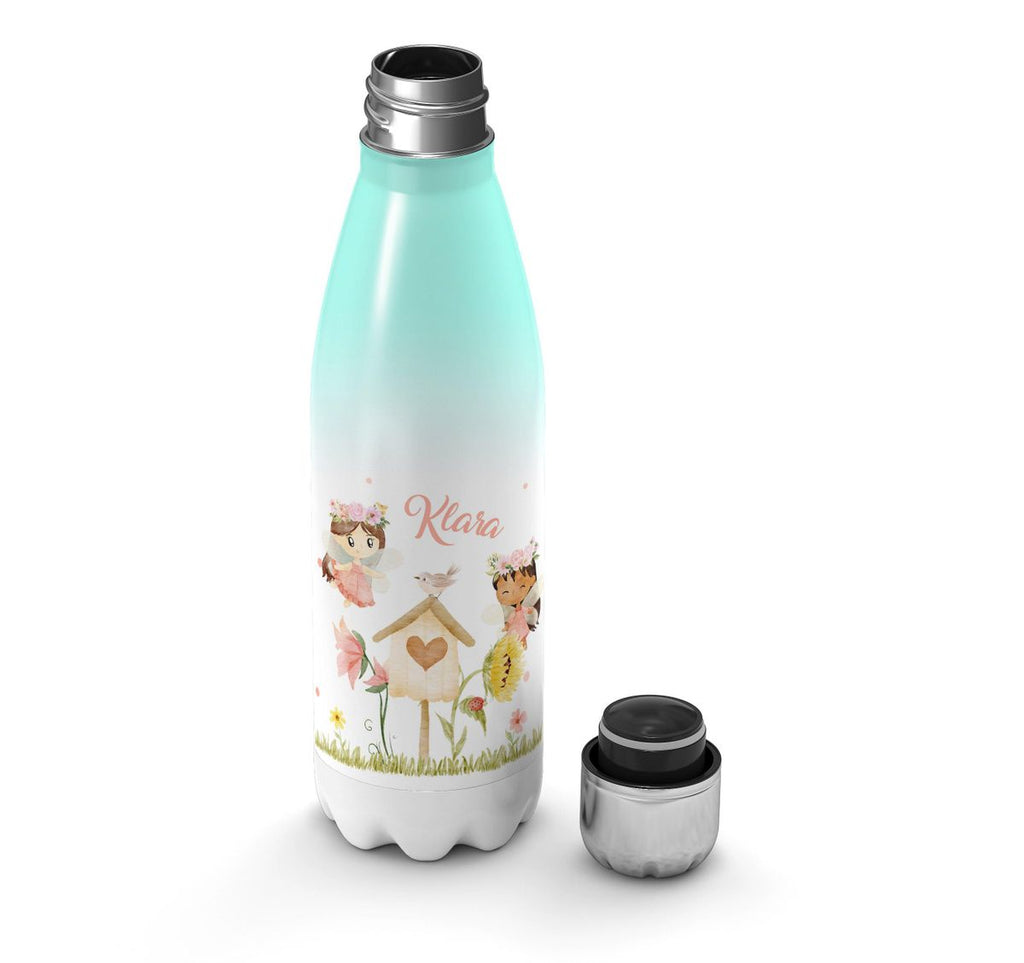 Thermo Trinkflasche Feen mit Vogelhaus personalisiert mit Wunschname - von Mikalino