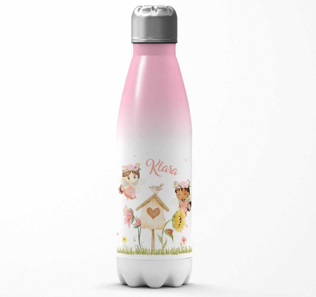 Thermo Trinkflasche Feen mit Vogelhaus personalisiert mit Wunschname - von Mikalino