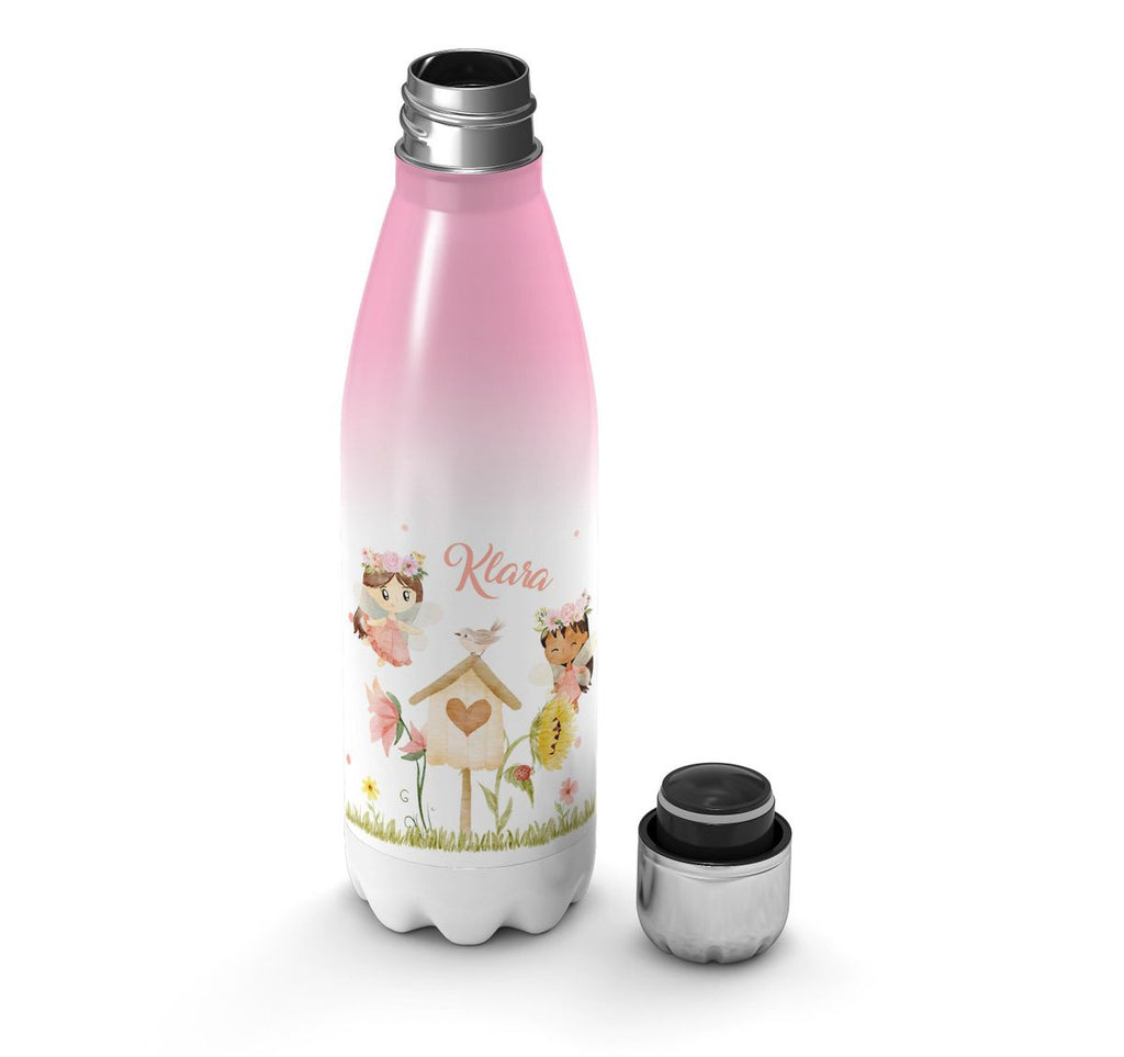 Thermo Trinkflasche Feen mit Vogelhaus personalisiert mit Wunschname - von Mikalino