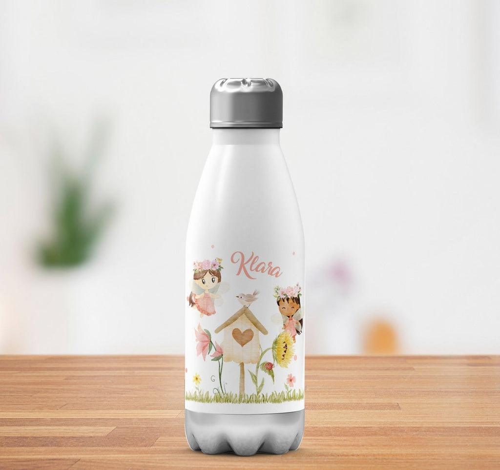 Thermo Trinkflasche Feen mit Vogelhaus personalisiert mit Wunschname - von Mikalino