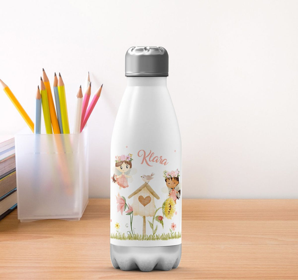 Thermo Trinkflasche Feen mit Vogelhaus personalisiert mit Wunschname - von Mikalino