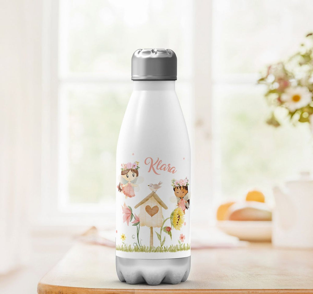 Thermo Trinkflasche Feen mit Vogelhaus personalisiert mit Wunschname - von Mikalino