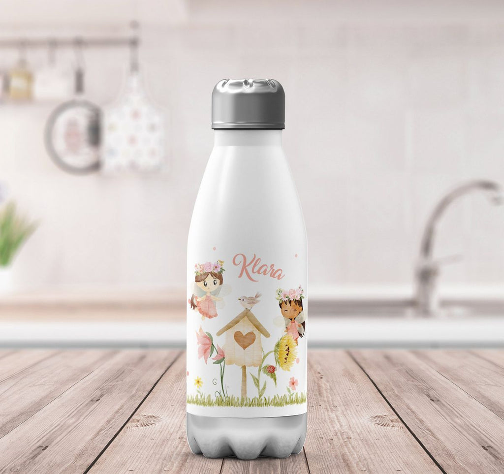 Thermo Trinkflasche Feen mit Vogelhaus personalisiert mit Wunschname - von Mikalino