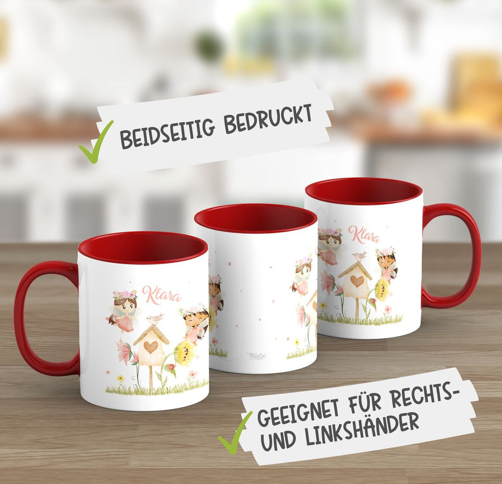 Keramik Tasse Feen mit Vogelhaus personalisiert mit Wunschname - von Mikalino