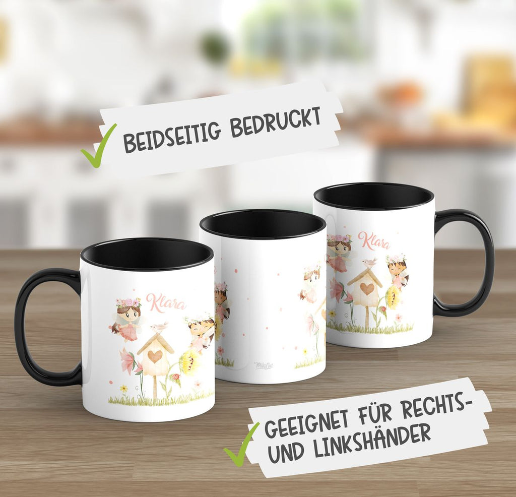 Keramik Tasse Feen mit Vogelhaus personalisiert mit Wunschname - von Mikalino