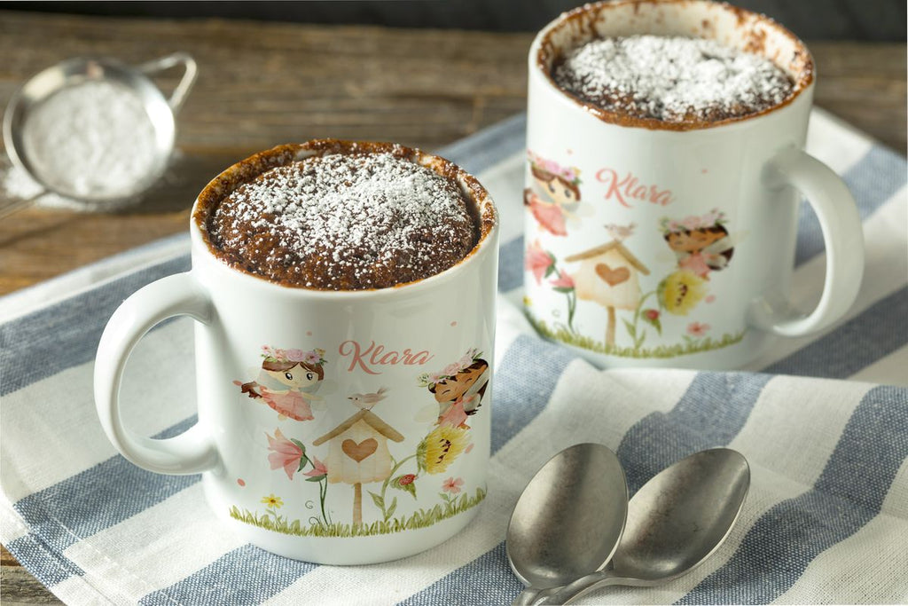 Keramik Tasse Feen mit Vogelhaus personalisiert mit Wunschname - von Mikalino