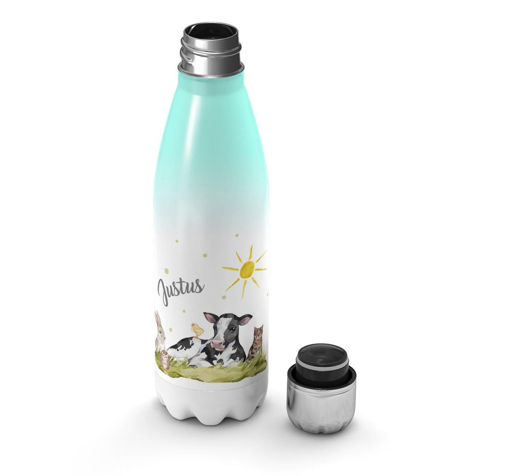 Thermo Trinkflasche Tiere vom Bauernhof personalisiert mit Wunschname - von Mikalino