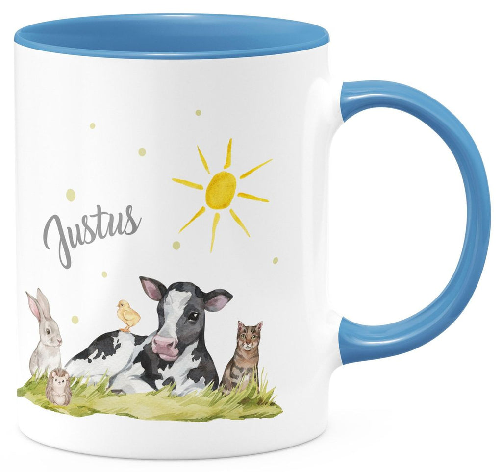 Keramik Tasse Tiere vom Bauernhof personalisiert mit Wunschname - von Mikalino