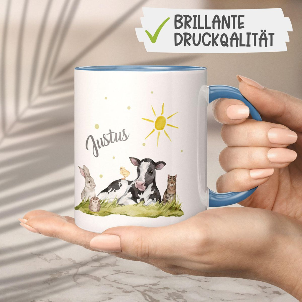 Keramik Tasse Tiere vom Bauernhof personalisiert mit Wunschname - von Mikalino