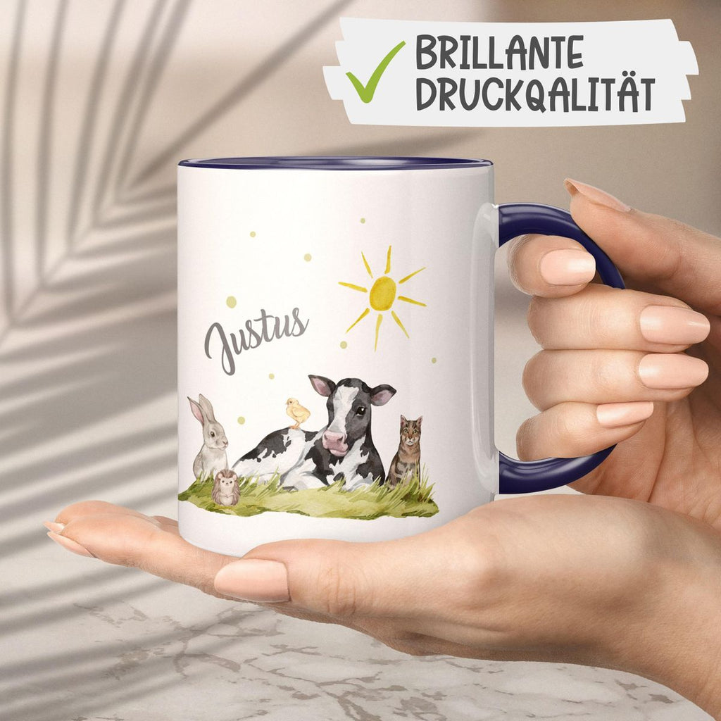 Keramik Tasse Tiere vom Bauernhof personalisiert mit Wunschname - von Mikalino